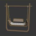Wooden Frame Swing With Woven Seat And White Cushion Modern Minimalist Home Decor
