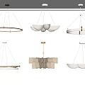 Modern Creative Pendant Lighting Combination With White Shaped Fixtures For Interior Design 3d model