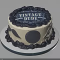 Premium Quality Vintage Dude Cake With Cream Decoration Blue Patterns And The Man The Myth