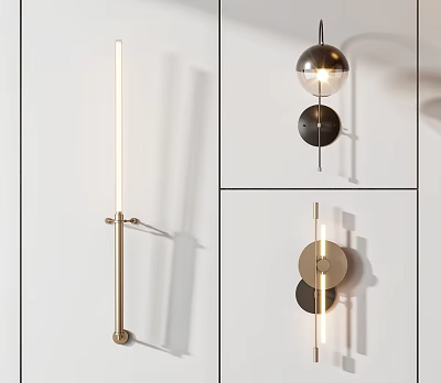 Modern Wall Lamps Featuring Sleek Design And Various Styles Like Long Strip And Spherical Shapes 3d model