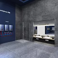 Westinghouse Exhibition Booth With Blue Exterior Brand Logo Entrance Display And Product Screen