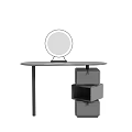 Modern Dressing Table With Round Mirror And Stacked Drawer Storage Cabinets 3d model