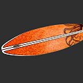 Orange Surfboard With Octopus Design And White Stripe For Water Sports