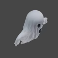 Classic White Floating Ghost Game and Movie Character with Open Mouth