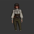 Stylized Game and Movie Character With Brown Hat Cloak White Shirt Belt And Green Pants