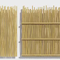 Bamboo Fence Structure With Vertical Slats And Horizontal Support Rails Design 3d model