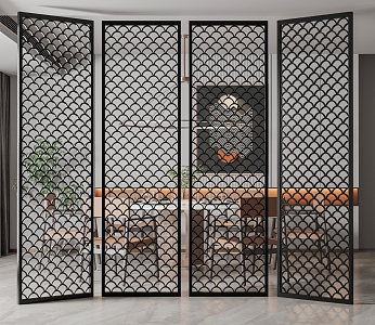 New Chinese Style Screen Partition 3d model