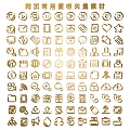 Decorative Gold Icon Vector Set As Modern Wall Decor On White Background 3d model