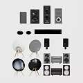 Modern Headphones and Speakers with Various Designs for Home Audio