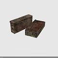 Two Vintage Rusty Worn Metal Storage Boxes With Letter Markings For Home