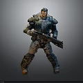Sci Fi Armored Warrior Character Holding Futuristic Weapon as Living Creature