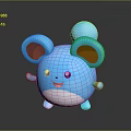 Cute Blue Cartoon Mouse Game Character With Big Orange Inner Ears White Belly And Smiling