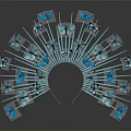 Elegant Fan Shaped Headpiece With Blue Butterfly Decorations And Exquisite Design
