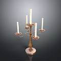Vintage Decorative Candelabra With Multiple White Candles And Ornate Metal Stand