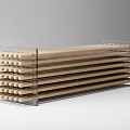 Modern Stacked Stool Structure With Wooden Sticks And Metal Frame Design