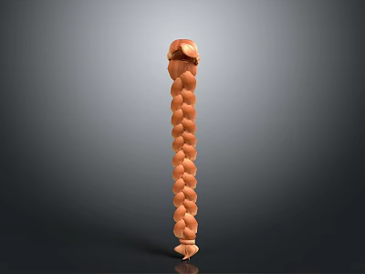 Orange Braided Household Cleaning Tool With Long Handle And Bristle Head 3d model
