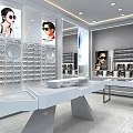 Modern Eyewear Store Interior With Glasses Display Shelves And Counter 3d model
