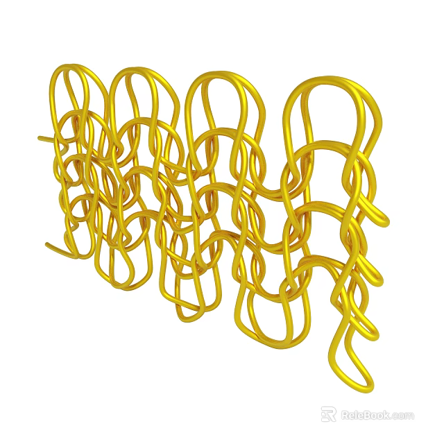 Yellow Curved Intertwined Woven Structure Artistic Modern Abstract Decorative Design 3d model 