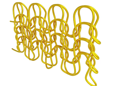 Yellow Curved Intertwined Woven Structure Artistic Modern Abstract Decorative Design 3d model