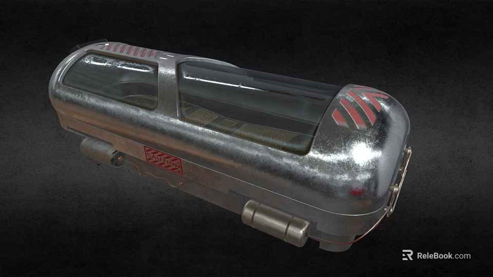 Sleek Industrial Equipment With Metallic Casing Transparent Window And Red Markings 3d model 