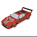 Red BMW Classic Race Car With White Stripes And Gerhard Berger Livery