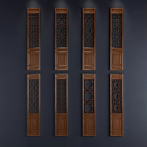 Chinese-style flower-cut window 3d model