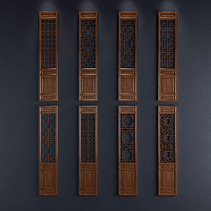 Chinese-style flower-cut window 3d model