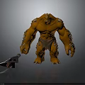 Orange Rock Giant Creature With Muscular Build And Giant Battle Axe Weapon 3d model
