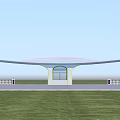Modern Entrance Gate Design With Archway White Railings And Green Lawn