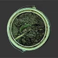 Blue Labeled Drum With Green Substance Inside And Printed Instructions On Surface