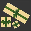 Festive Decorative Red And White Gift Boxes With Green Ribbons And Bows
