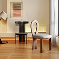 Two Modern Wooden Dining Chairs With Different Backrest Designs In Living Room Interior