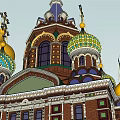 Ancient Architecture In Traditional Orthodox Style With Golden Domes Colorful Decorations And Crosses