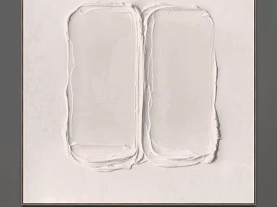 Abstract White Textured Painting On Canvas With Thick Brushstrokes And Frame 3d model