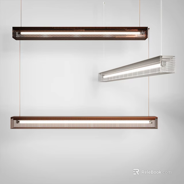 Modern Linear Metal Pendant Lights With Mesh Design And Sleek Finish For Home Interior Decoration 3d model 