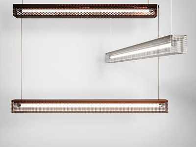 Modern Linear Metal Pendant Lights With Mesh Design And Sleek Finish For Home Interior Decoration 3d model