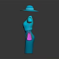 Elegant Blue Dress And Hat With Pink Handbag And Flower Accent