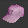 Light Gray Linen Hat With Embroidered Bird Design On Black Surface 3d model