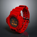 Red G-SHOCK Watch With Digital Display Perforated Red Strap And Heart Rate Monitor