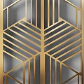 Stylish Modern Room Divider With Geometric Patterns Gold Frame And Marble Panels 3d model
