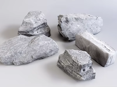 Natural Stone And Wood Pieces With Rough Texture For Home Decor 3d model