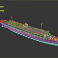 Cruise Ship Water Transport With White Body Red Bottom Orange Deck Multiple Windows Top Masts