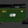 Green Trash Bin With Black Lid Black Trash Bags And Labels