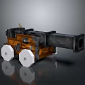 Detailed Pixel Style Cannon Model with Wooden Carriage White Wheels and Black Barrel