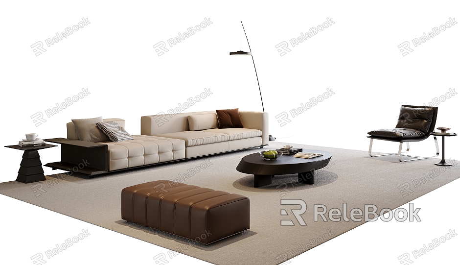 Modern Sofa Coffee Table Combination Fabric Sofa Multi-person Sofa Single Sofa Leather Sofa Sofa Stool Floor Lamp Side Table Leisure Chair model