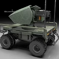Green Unmanned Utility Vehicle With Four Wheels BARRETT Logo And Top Mounted System