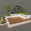 White Modern Outdoor Patio Lounge Chair on Wooden Deck with Green Plants and Lighting