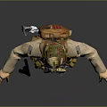 Game Movie Military Character With Helmet Tactical Vest Rifle And Combat Uniform