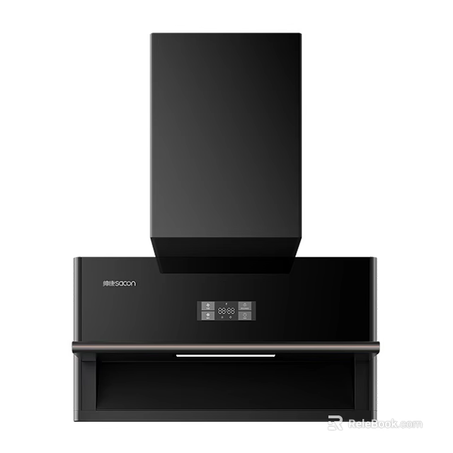 Modern Black ROBAM Kitchen Range Hood With Sleek Control Panel Design 3d model
