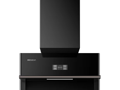 Modern Black ROBAM Kitchen Range Hood With Sleek Control Panel Design 3d model